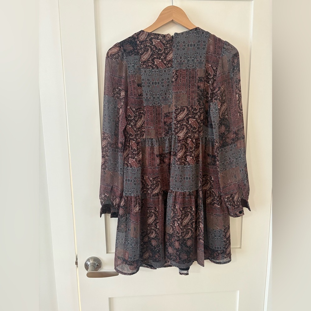 FRANK AND OAK | Chiffon Flowy dress , Elderberry,  bohemian style size XS - Picture 3 of 8